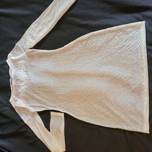 Fashion nova white semi sheer Rhinestone dress size medium long sleeve